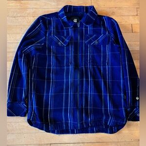 G-Star Raw Blue Plaid Zip-Front Shirt Jacket